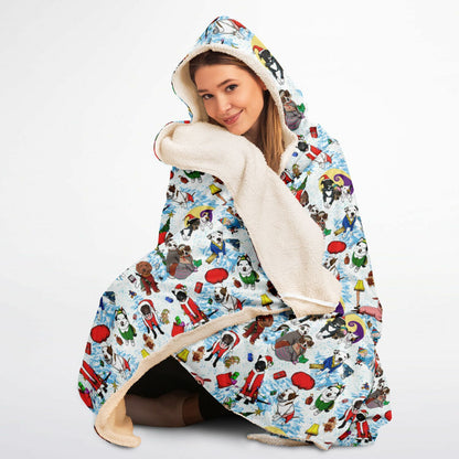 Christmas Movie Pups Minky Hooded Blanket