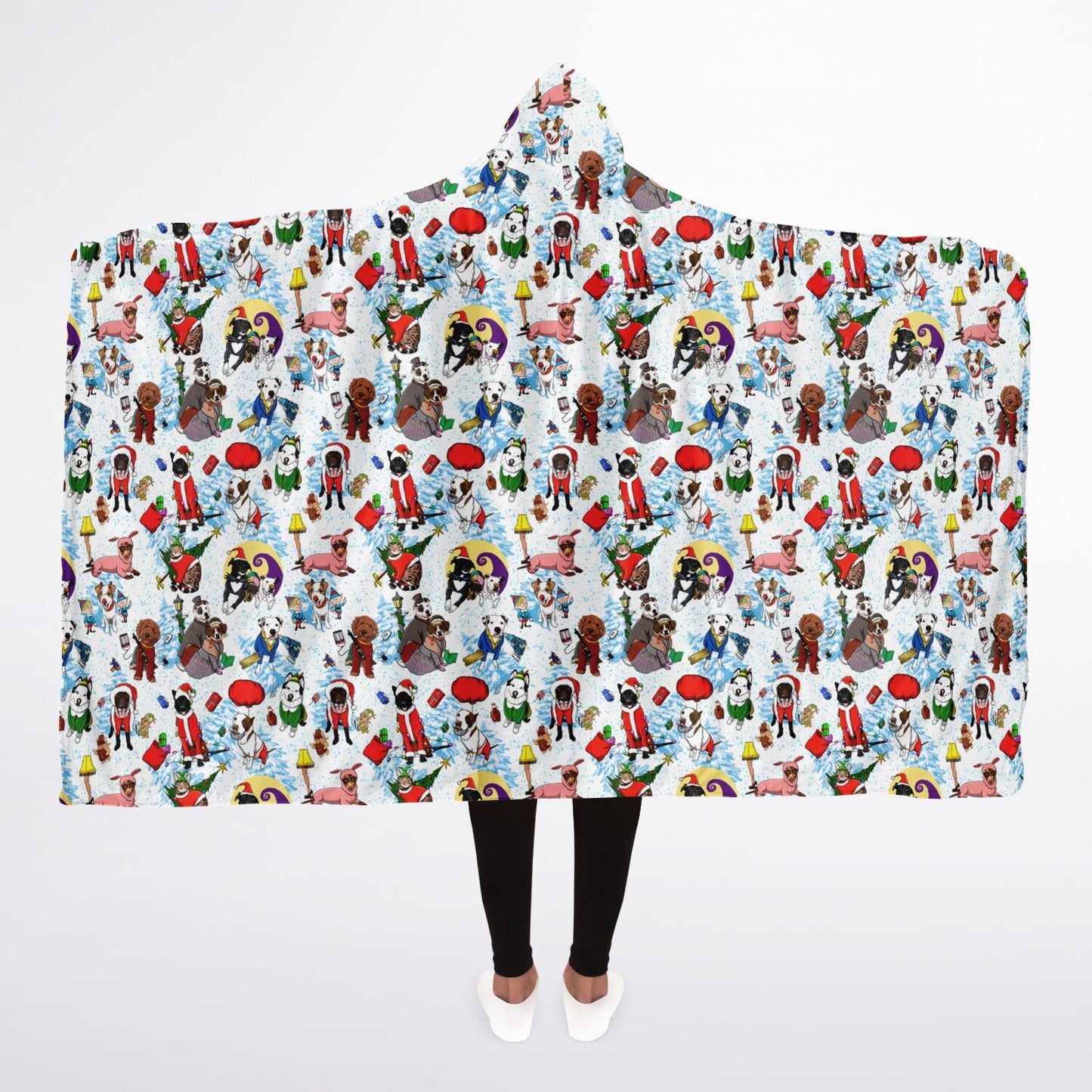Christmas Movie Pups Minky Hooded Blanket